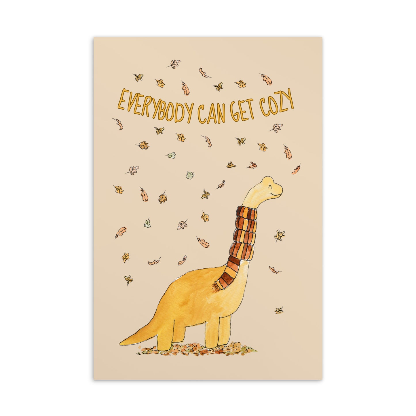 Postcard 10x15cm - Dino: "Everybody can get cozy"